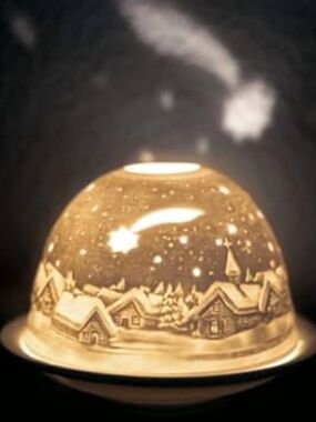 NEW IN BOX Hellmann Versand Lithophane Tealight Holder Shooting Star Starlight